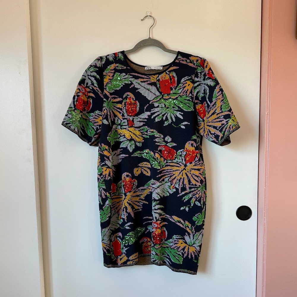 Zara Multi Color Jacquard Knit minidress